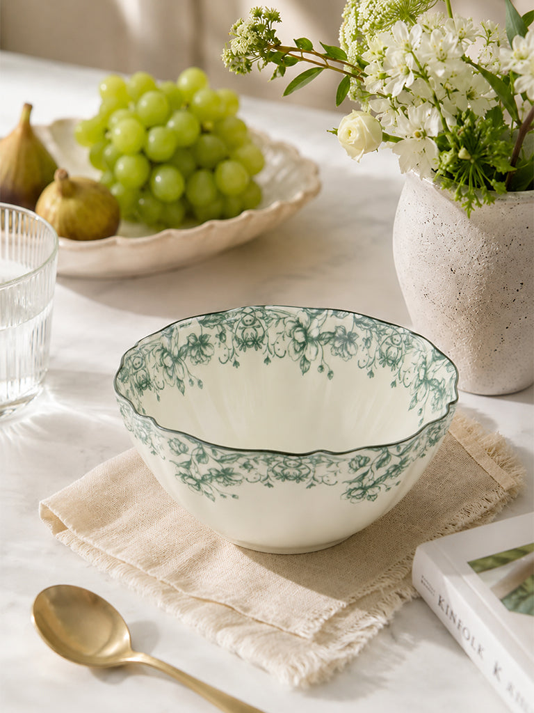 Westside Home Off-White Floral Printed Jardin Bowl