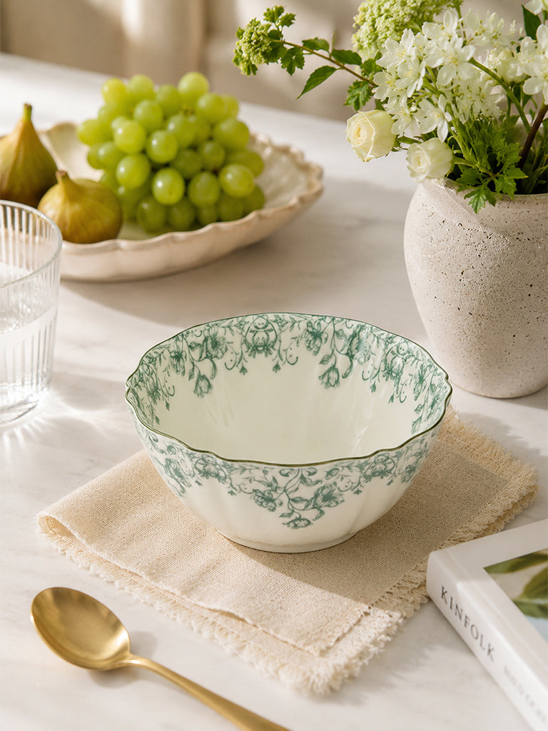 Westside Home Off-White Floral Printed Jardin Bowl