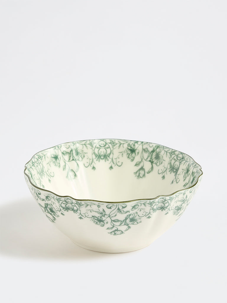 Westside Home Off-White Floral Printed Jardin Bowl
