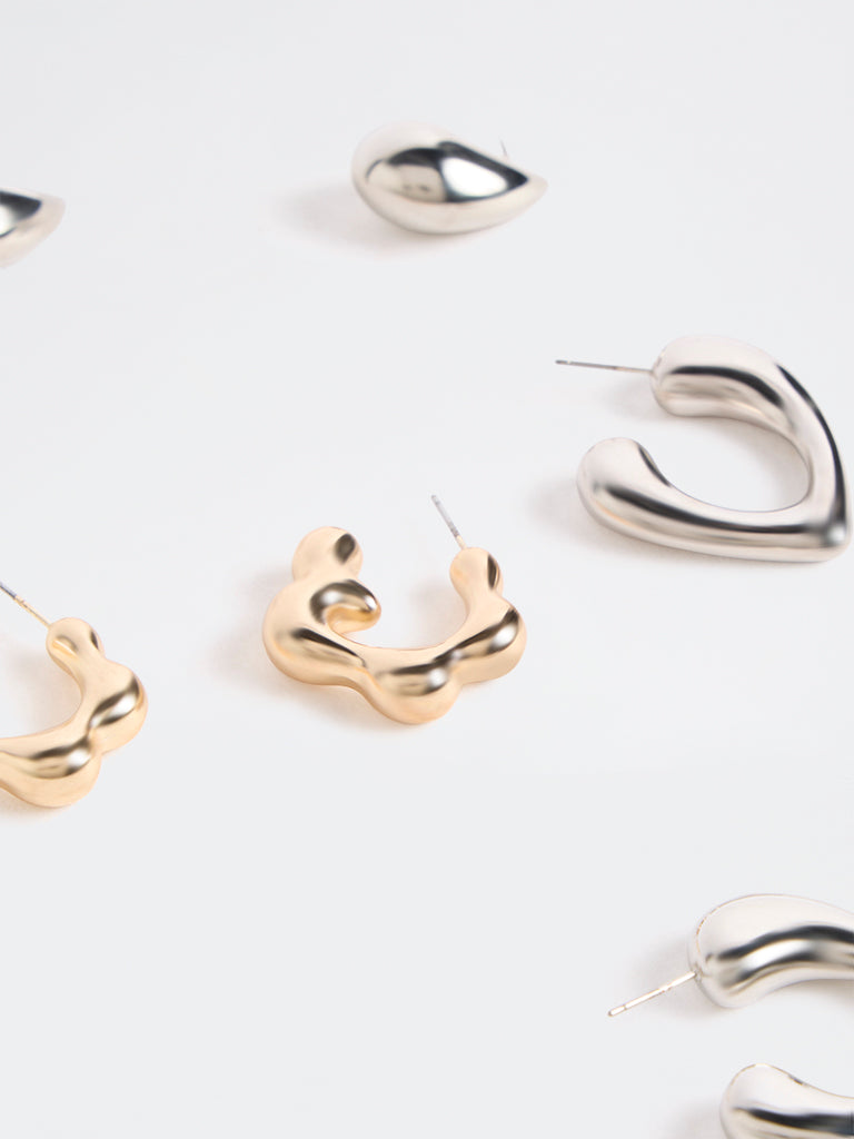 Westside Accessories Silver and Gold Multi Hoop Earrings - Pack of 3