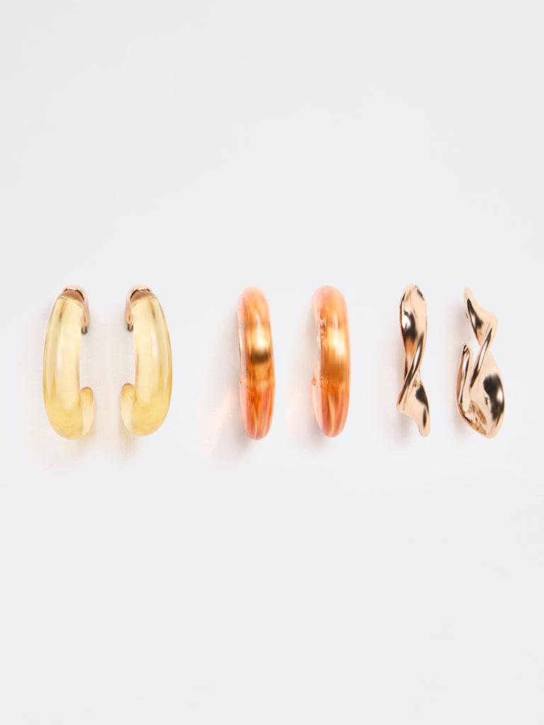 Westside Accessories Multi Color Hoop Earrings - Pack of 3