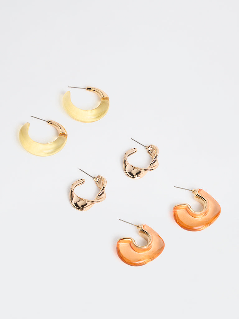 Westside Accessories Multi Color Hoop Earrings - Pack of 3