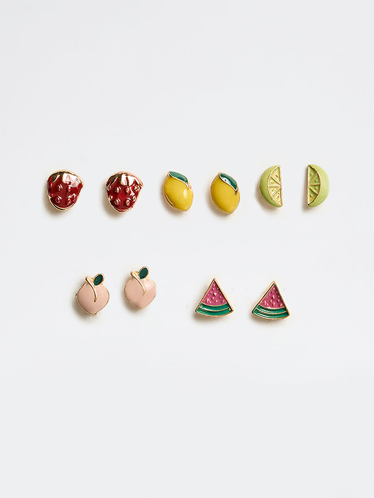 Westside Accessories Gold Multi Stud Earrings - Pack of 5
