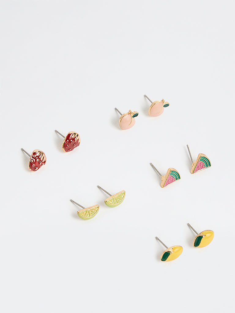 Westside Accessories Gold Multi Stud Earrings - Pack of 5