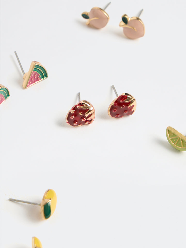 Westside Accessories Gold Multi Stud Earrings - Pack of 5