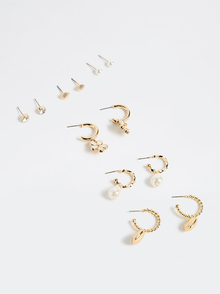 Westside Accessories Gold Floral Fancy Earrings - Pack of 6
