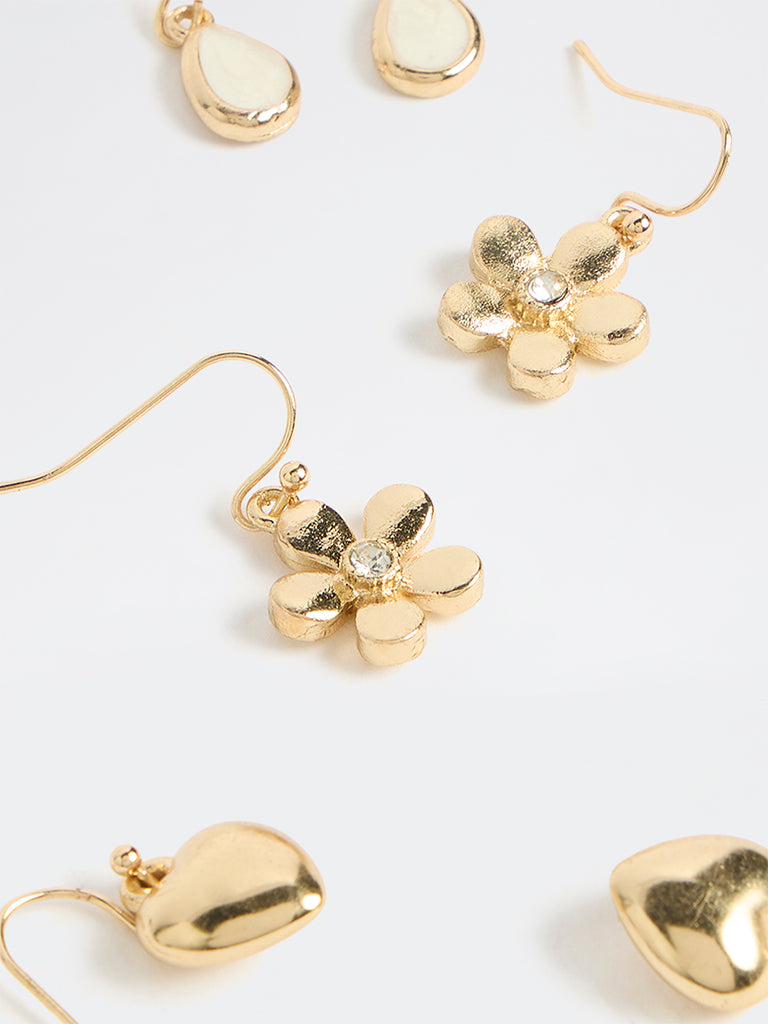 Westside Accessories Gold Charm Drop Earrings - Pack of 3