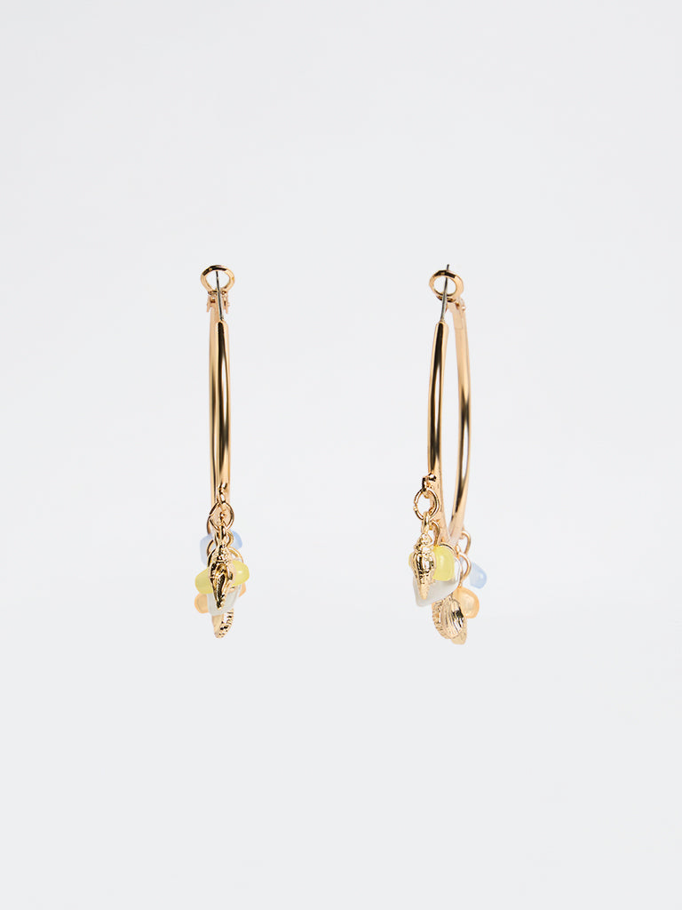 Westside Accessories Gold Multi-Charm Hoop Earrings
