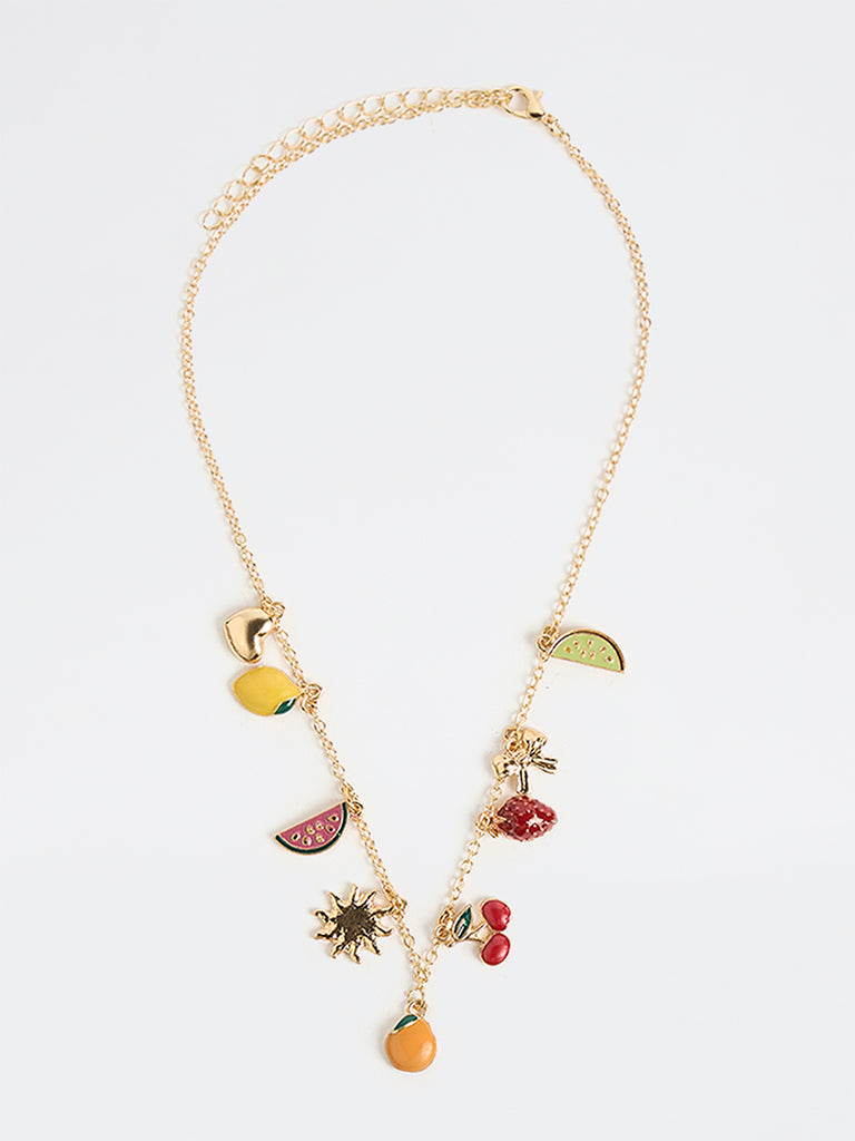 Westside Accessories Gold Multi-Charm Statement Necklace