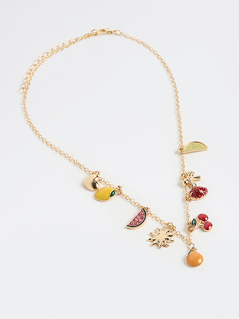 Westside Accessories Gold Multi-Charm Statement Necklace