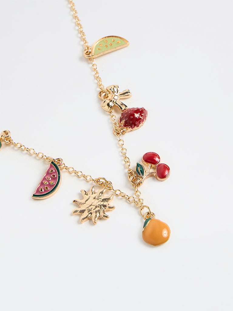 Westside Accessories Gold Multi-Charm Statement Necklace