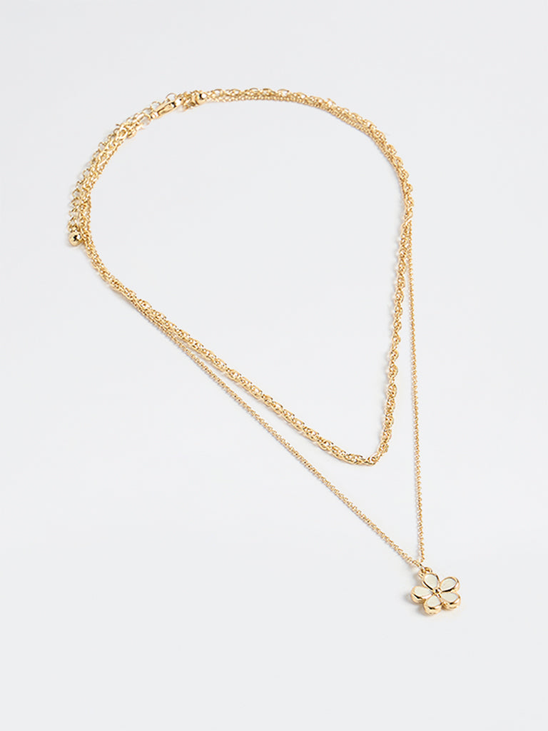Westside Accessories Gold Layered Floral Necklace