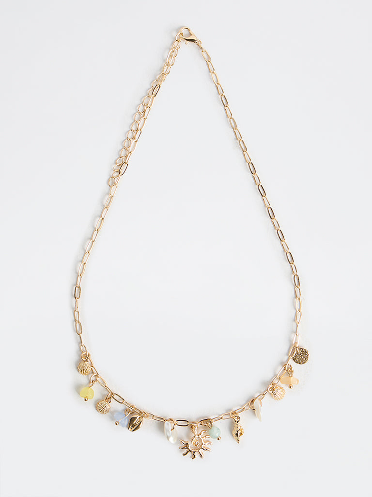 Westside Accessories Gold Multi-Charm Statement Necklace