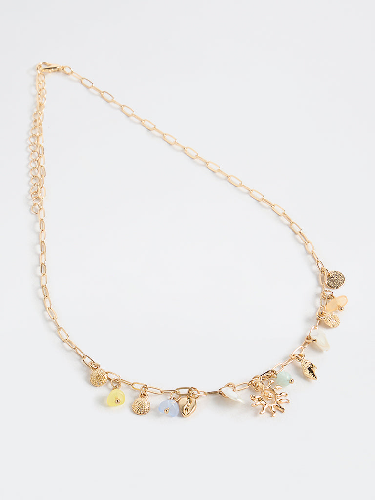 Westside Accessories Gold Multi-Charm Statement Necklace