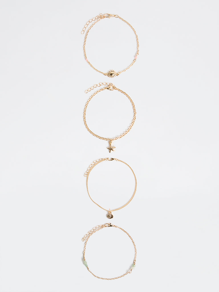 Westside Accessories Gold Multi Chain Bracelets - Pack of 4