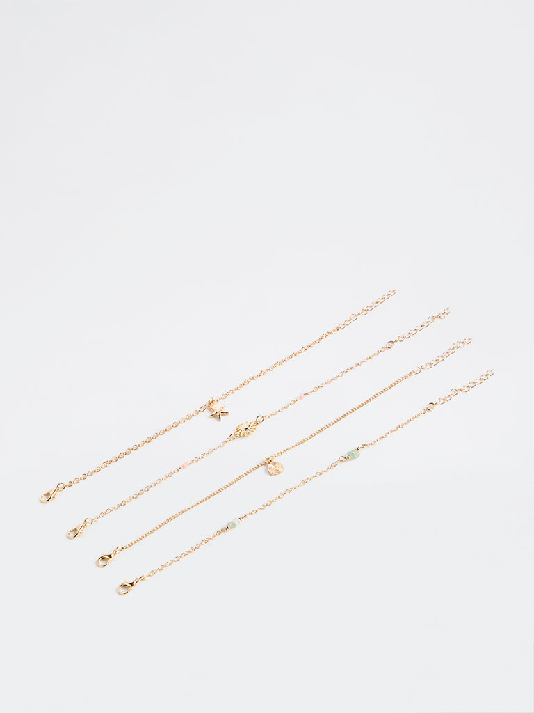 Westside Accessories Gold Multi Chain Bracelets - Pack of 4