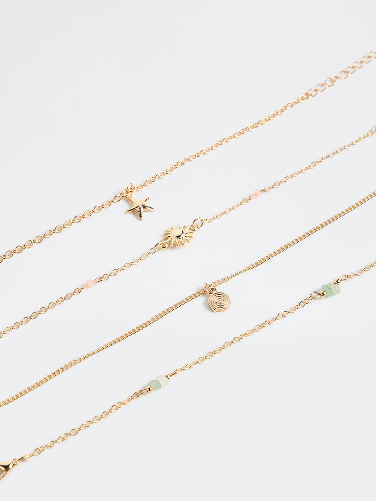 Westside Accessories Gold Multi Chain Bracelets - Pack of 4