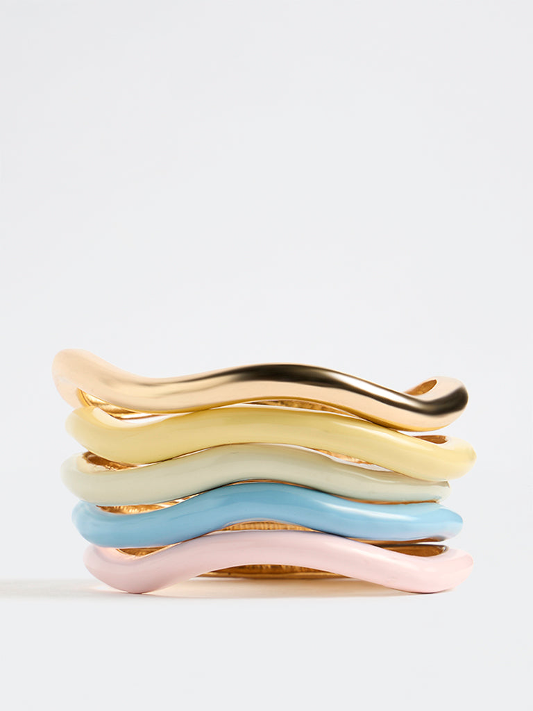 Westside Accessories Multi Colour Enamelled Bangles - Pack of 5