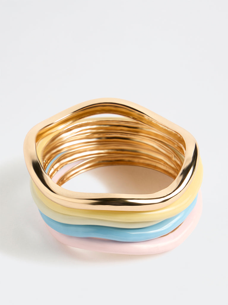 Westside Accessories Multi Colour Enamelled Bangles - Pack of 5