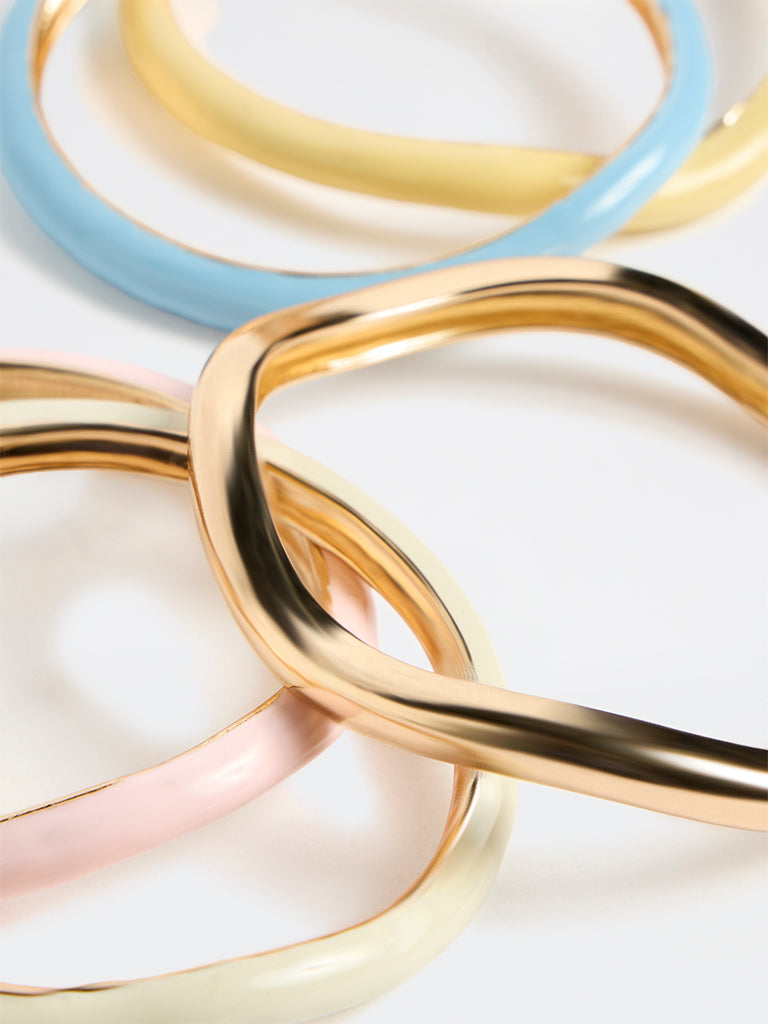 Westside Accessories Multi Colour Enamelled Bangles - Pack of 5