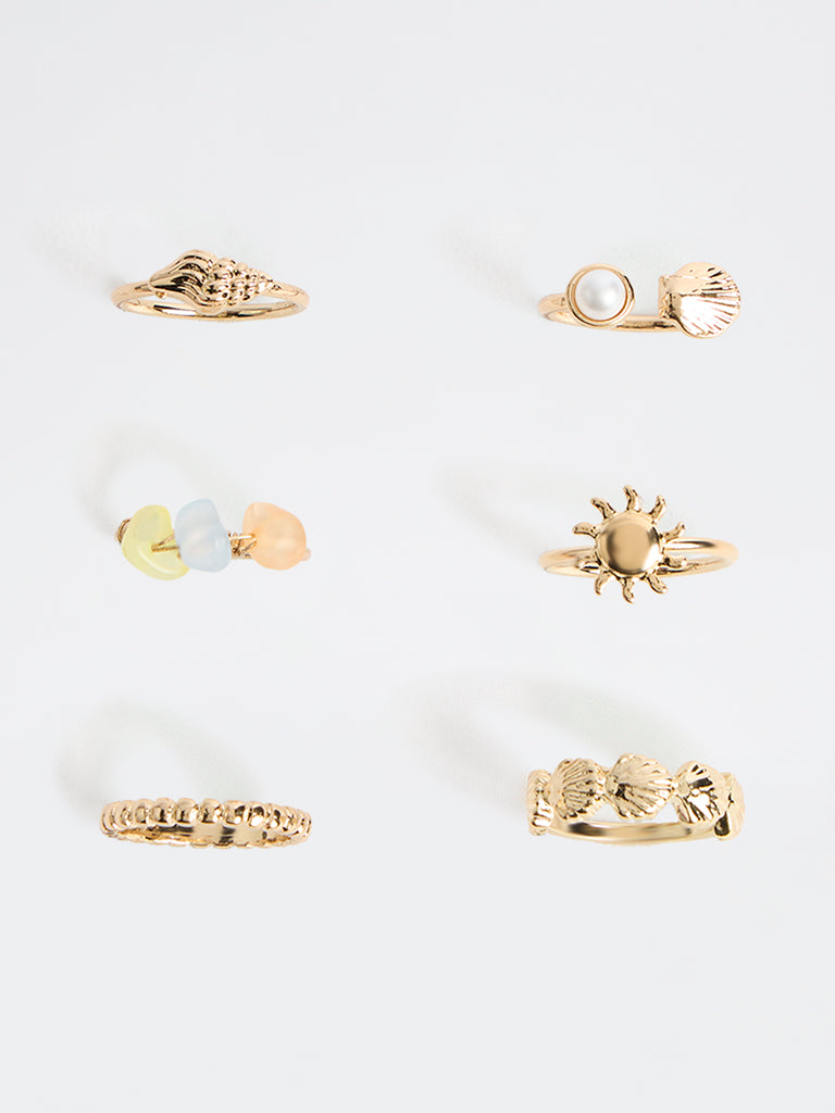 Westside Accessories Gold Multi-Stack Rings - Pack of 6