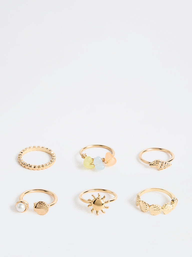 Westside Accessories Gold Multi-Stack Rings - Pack of 6