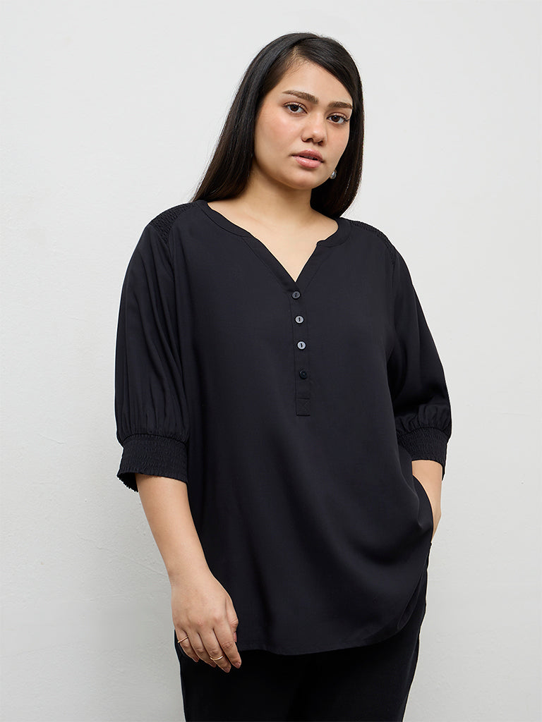 Gia Black Solid Blouse