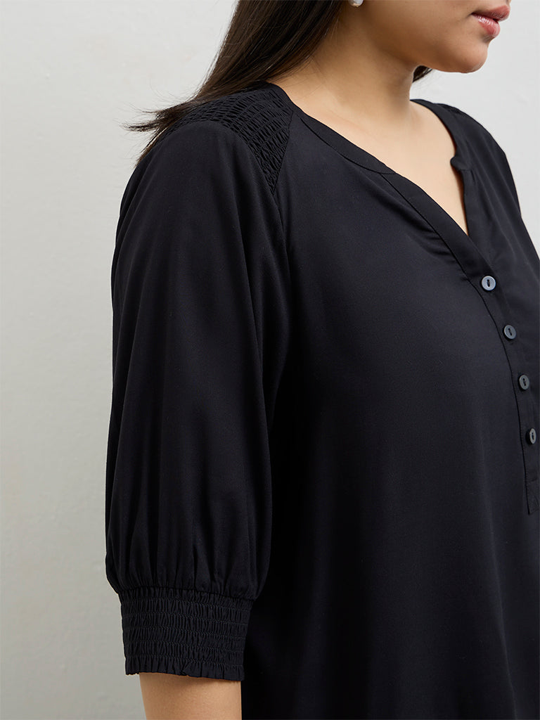 Gia Black Solid Blouse