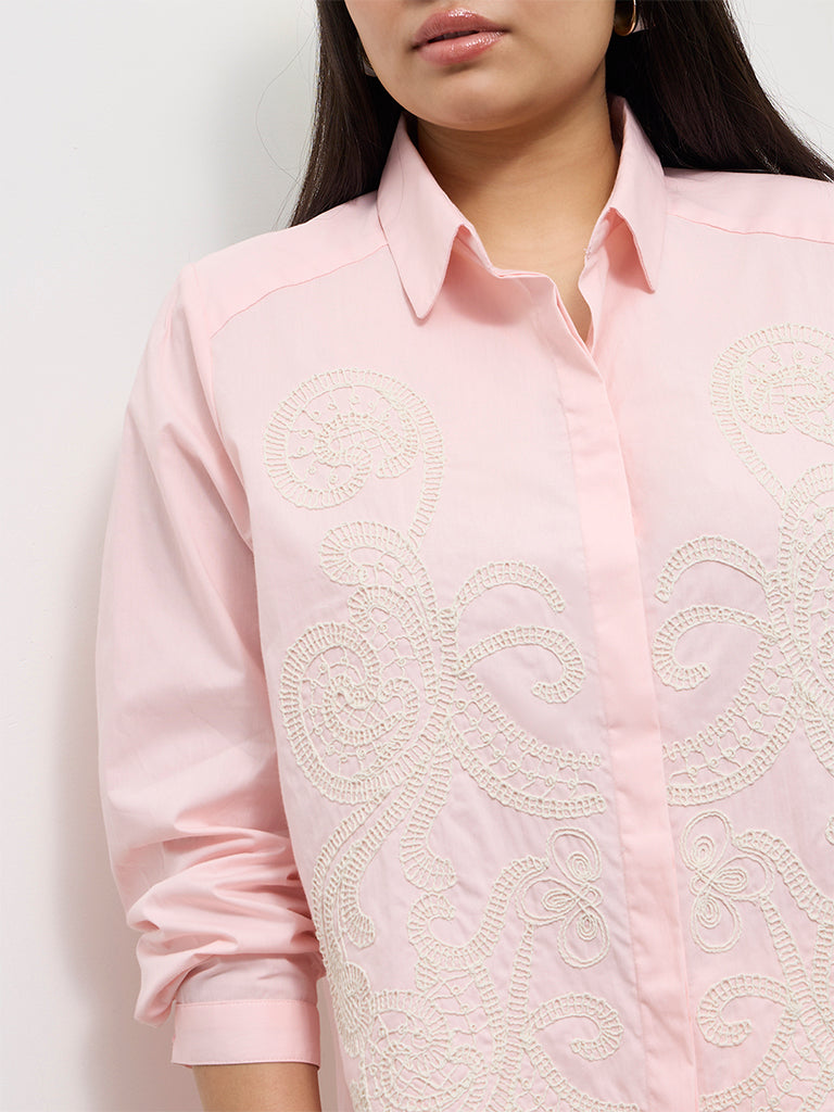 Gia Pink Embroidered Cotton Shirt