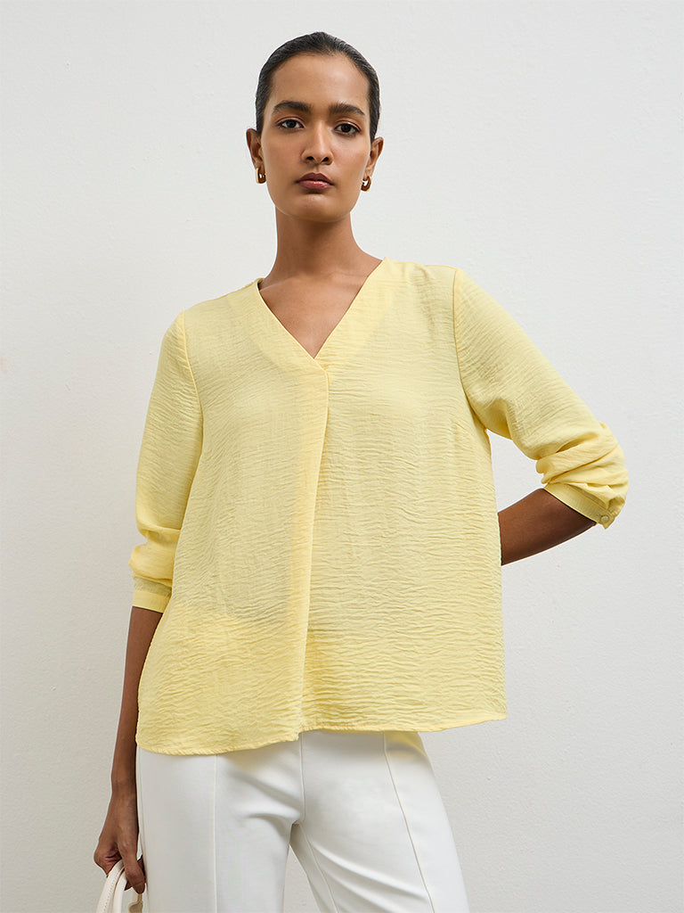 Wardrobe Yellow Crinkle-Textured Blouse