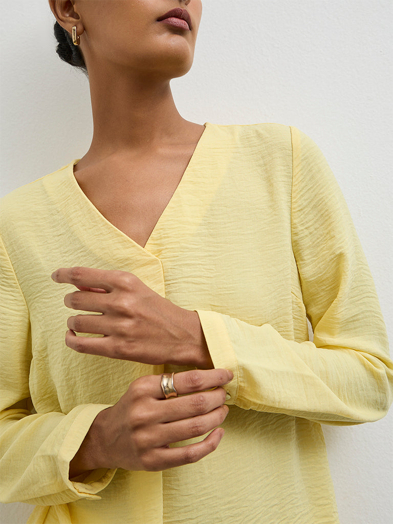 Wardrobe Yellow Crinkle-Textured Blouse