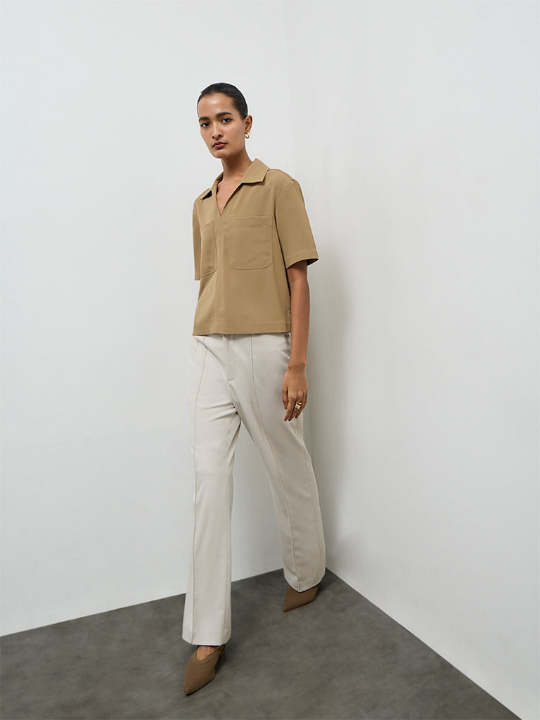 Wardrobe Khaki Solid Blouse