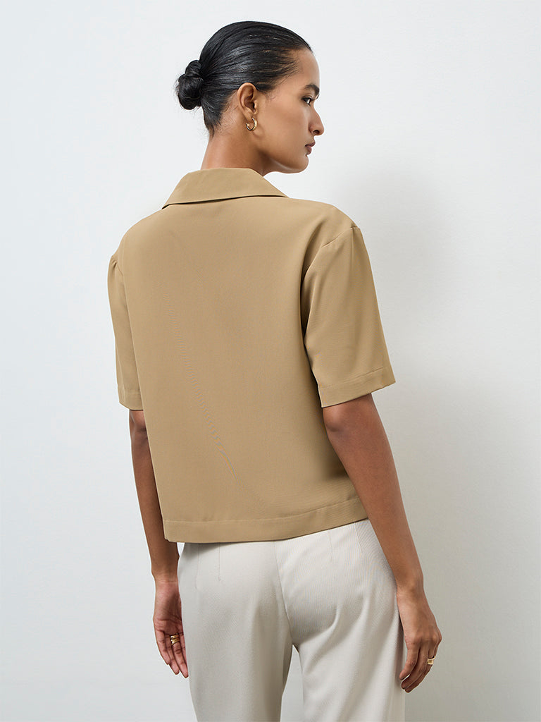 Wardrobe Khaki Solid Blouse