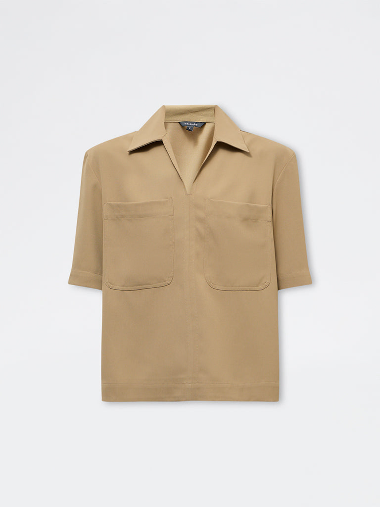 Wardrobe Khaki Solid Blouse