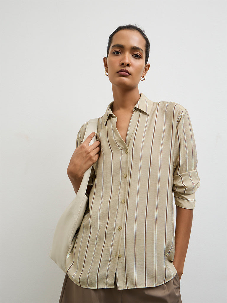Wardrobe Green Stripe Shirt