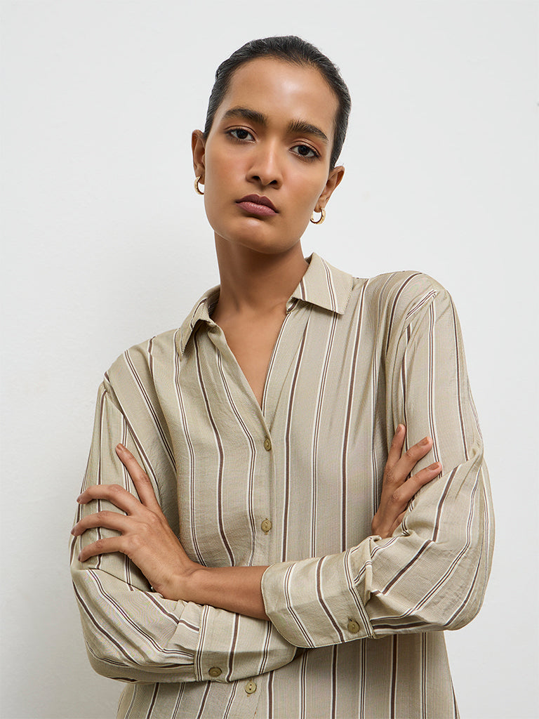 Wardrobe Green Stripe Shirt
