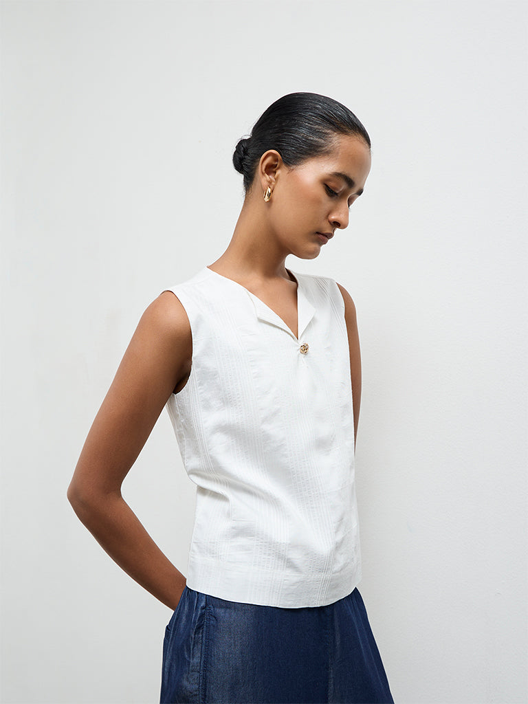 Wardrobe Ivory Self-Striped Blouse