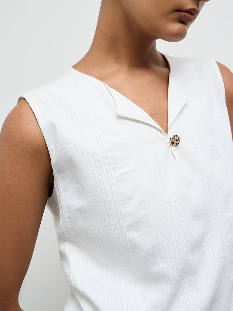 Wardrobe Ivory Self-Striped Blouse