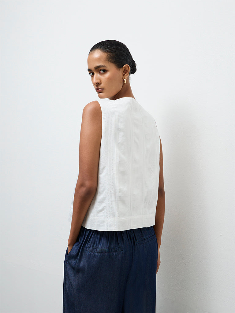 Wardrobe Ivory Self-Striped Blouse