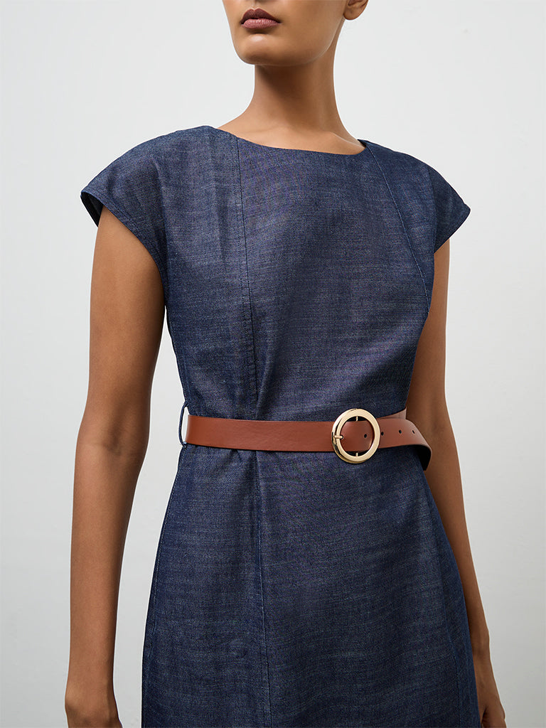 Buy Wardrobe Indigo Denim A-Line Dress with Belt from Westside Buy Wardrobe Indigo Denim A-Line Dress with Belt from Westside