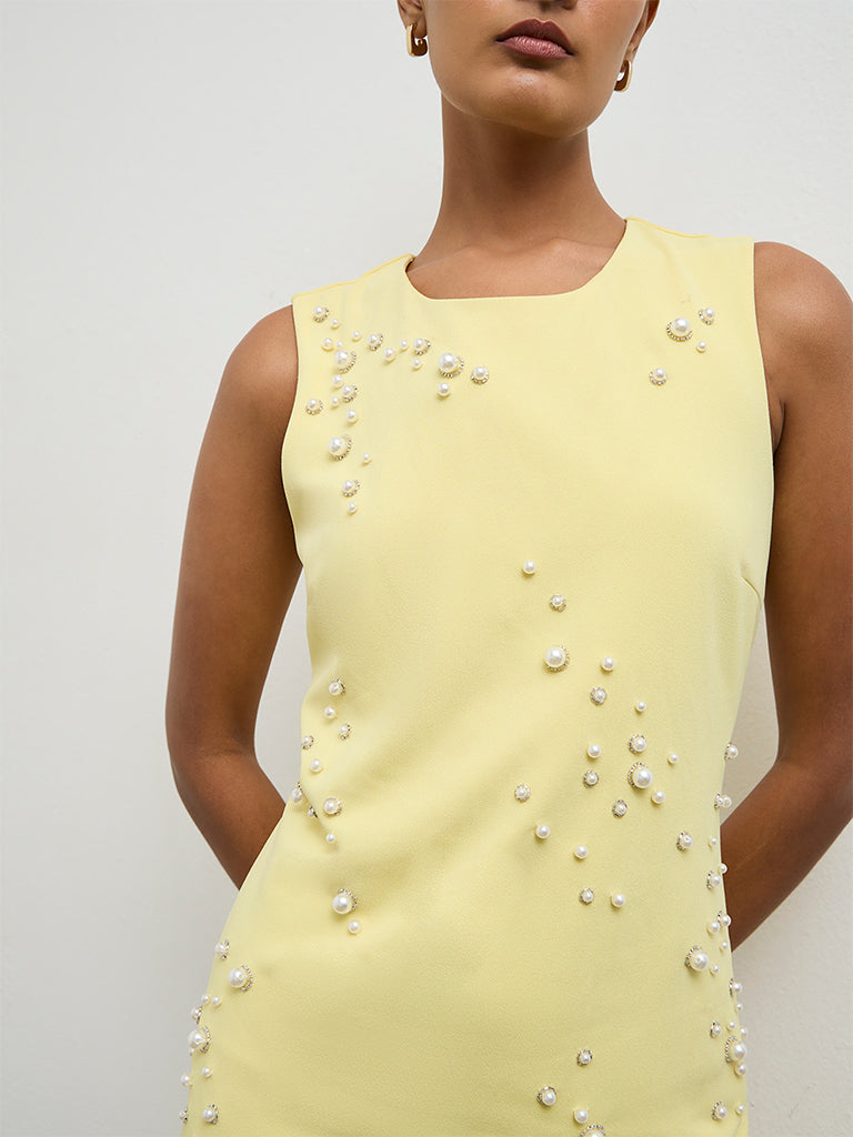 Wardrobe Yellow Embellished Straight Dress