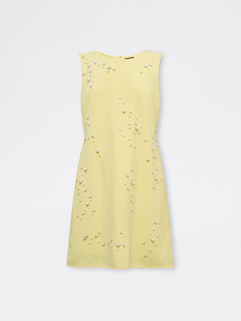 Wardrobe Yellow Embellished Straight Dress