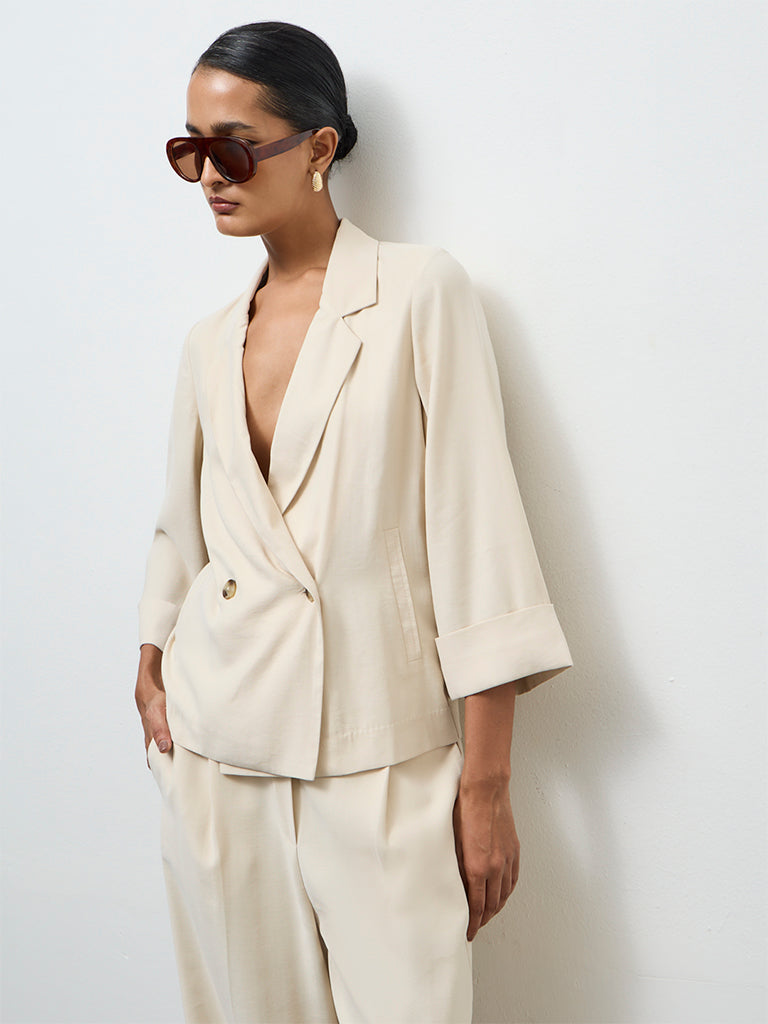 Wardrobe Cream Solid Blazer