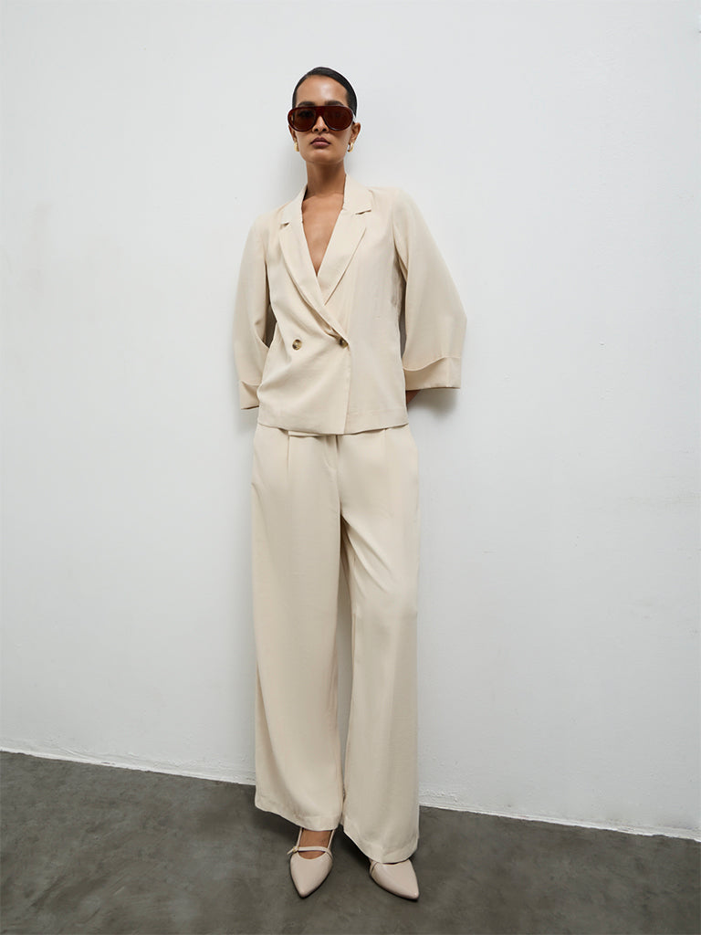 Wardrobe Cream Solid Blazer
