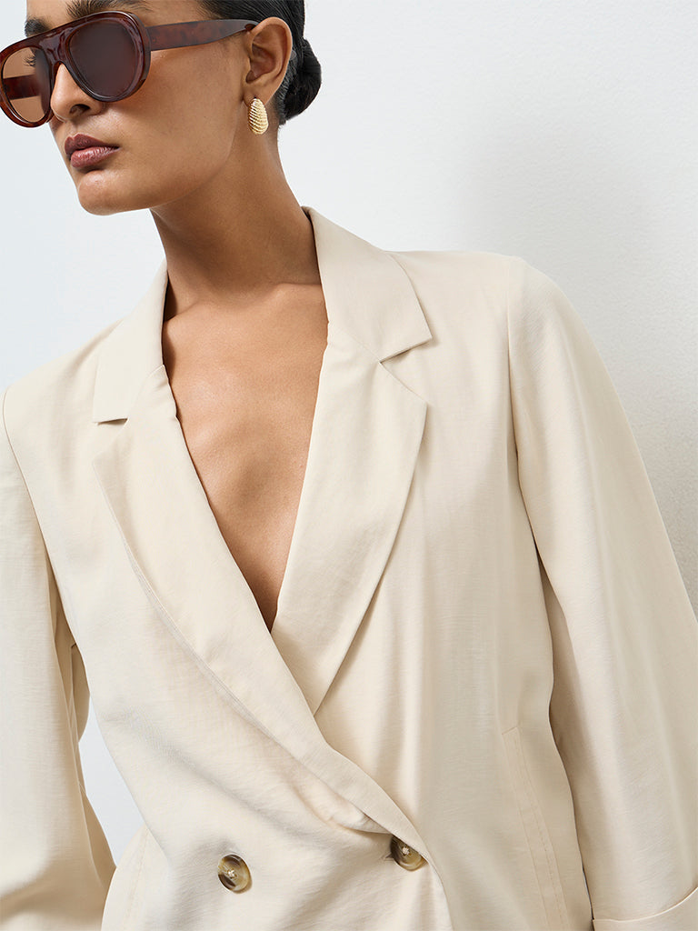 Wardrobe Cream Solid Blazer