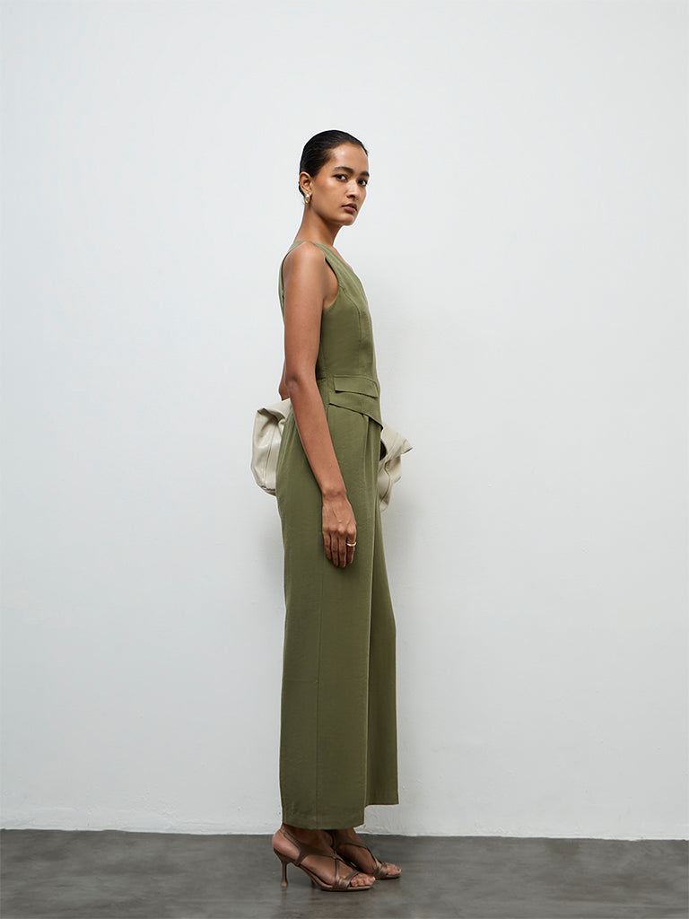 Wardrobe Olive Solid Jumpsuit