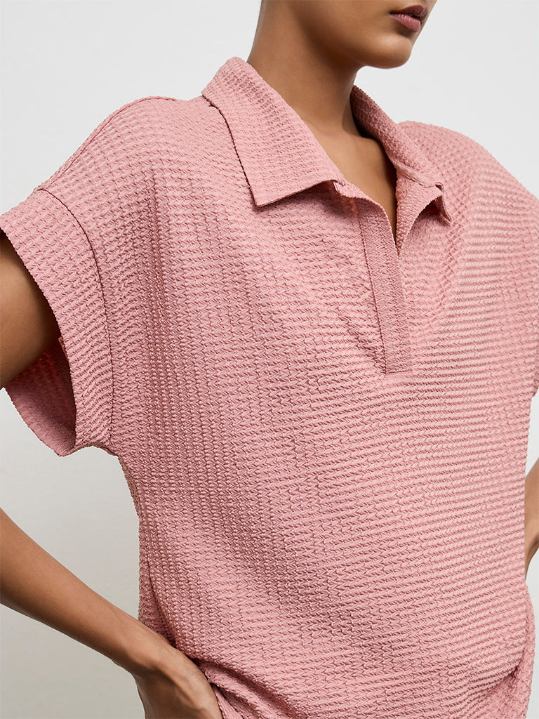 Wardrobe Dusty Pink Textured T-Shirt