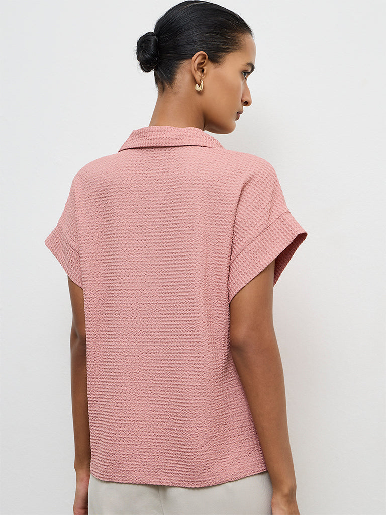 Wardrobe Dusty Pink Textured T-Shirt