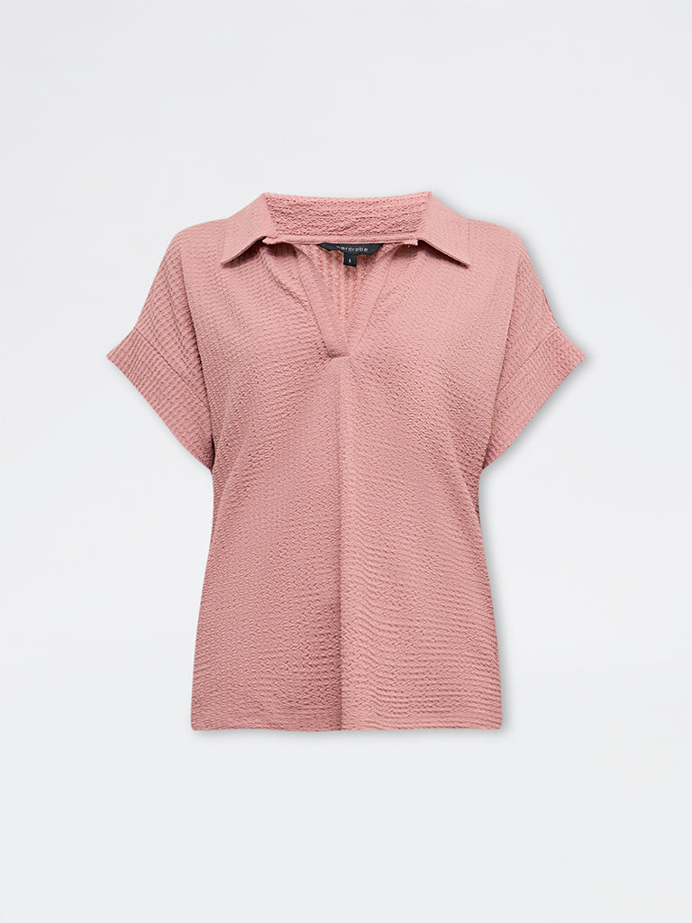 Wardrobe Dusty Pink Textured T-Shirt
