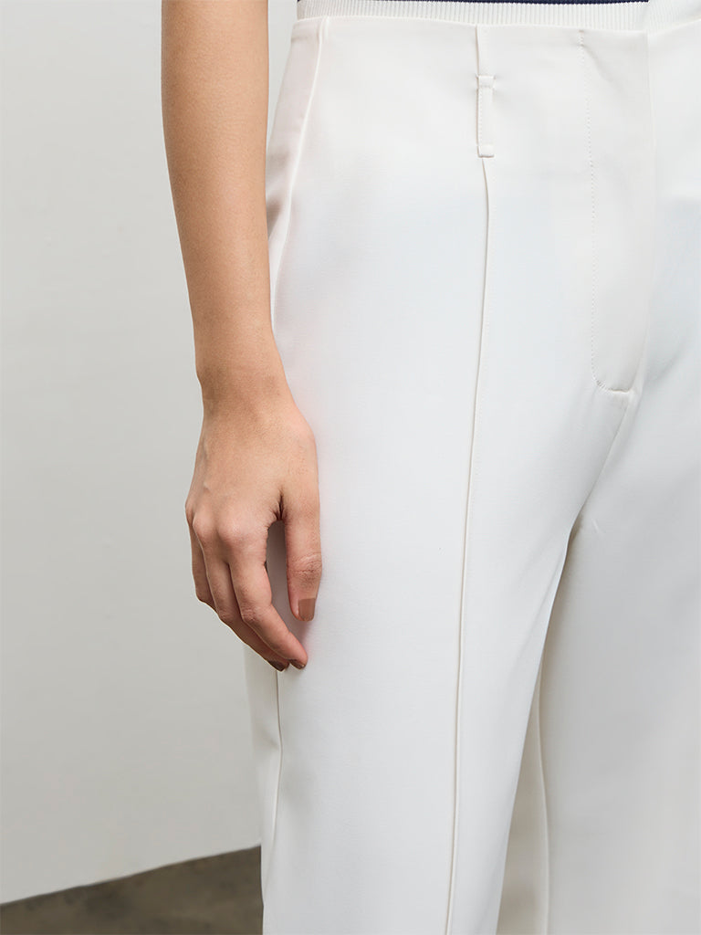 Wardrobe Ivory High-Rise Trousers with a Belt
